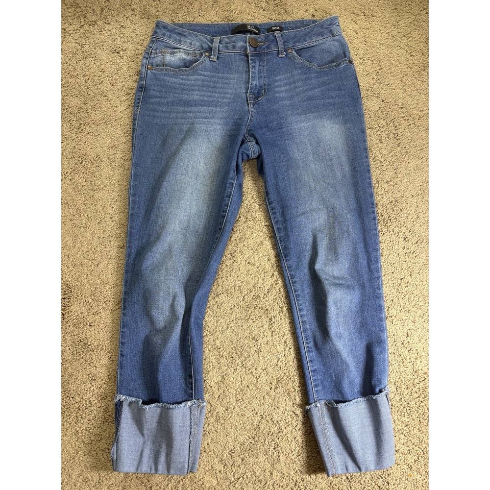 1822 Denim Jean Women 8 Taylor Cuffed Skinny Medium Wash Denim Whiskered Hipster